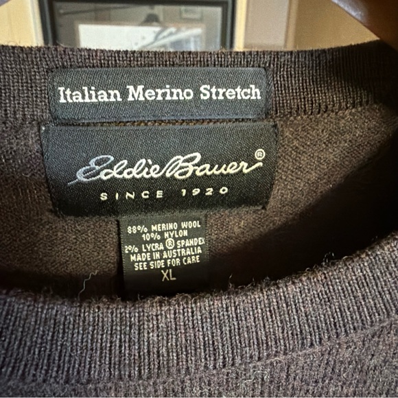 Eddie Bauer Merino Wool Brown Sweater XL - Picture 2 of 5
